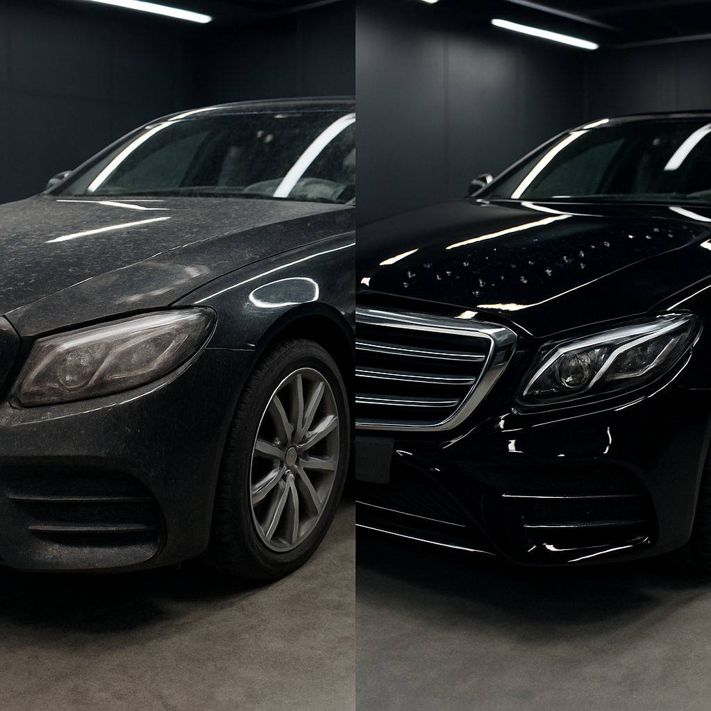 Luxury sedan after professional detailing