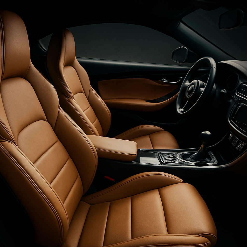 Sports car interior after deep cleaning
